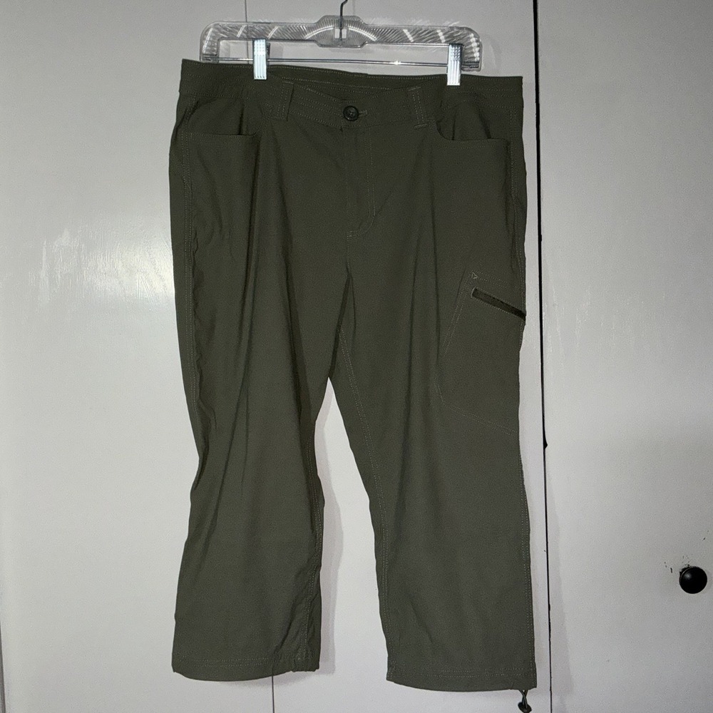 Eddie Bauer Olive Green Nylon Hiking Capri Pants women's Sz 14